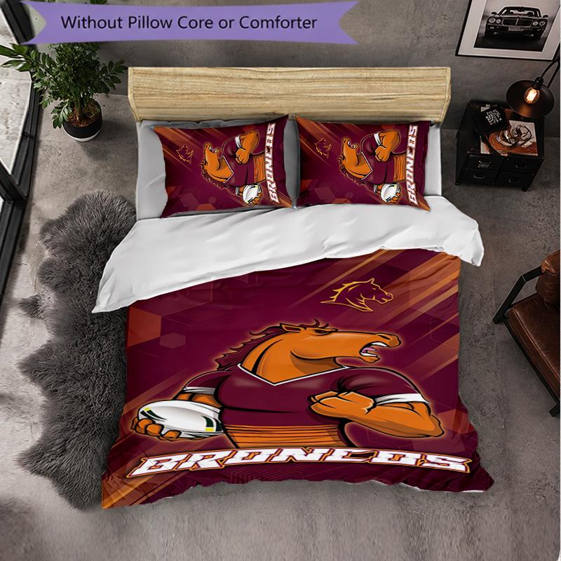 Brisbane Broncos Pattern Microfiber 3Pcs Bedding Set Decor Duvet Cover Set For Bedroom Home Use