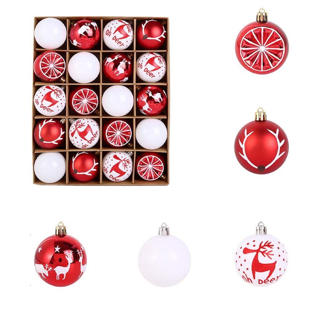 20pcs 6cm Painted Christmas Balls Set Plastic Christmas Tree Pendant Indoor Outdoor Decoration