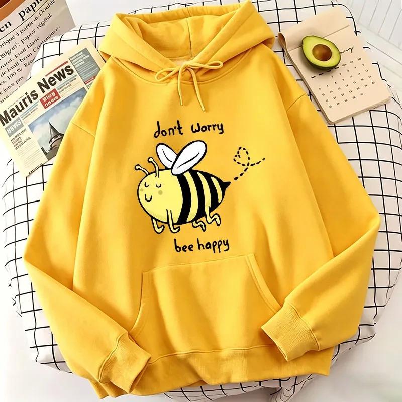 Kawaii Bee Graphic Print Hoodie Autumn Winter Casual Hoodie High Qaulity Fabric Selection Breathable Hoodie Cheap Women Clothing