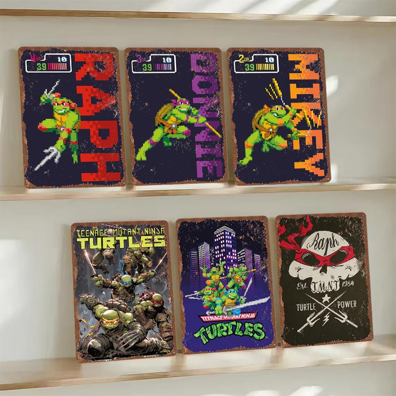 TMNT Tinplate Posters Customizable Wall Art Retro Vintage Metal Tin Signs for Bedroom Decoration Gaming Home Decor Accessories