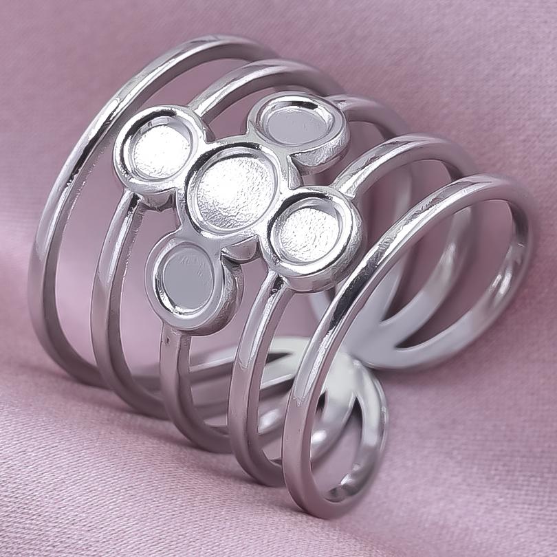 Геометрические Круглые Овальные Сердцевидные Пустые Основы Настройки DIY Кольца из Нержавеющей Стали Для Женщин Мужчин Аксессуары Регулируемое Открытое Кольцо Ювелирные Изделия