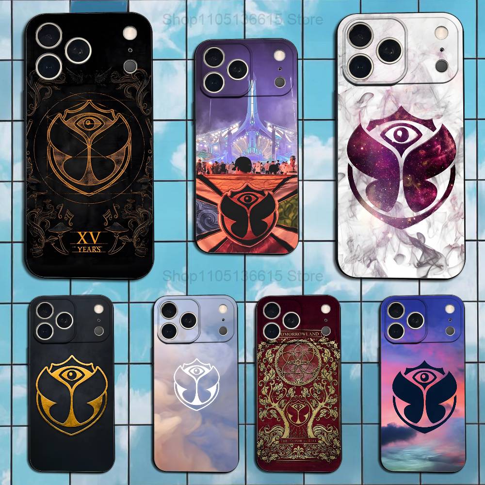 Music T-TOMORROWLAND Case For iPhone 12,14,15,16,11,17,13,X,Mini,SE,XS,Plus,Pro,Max,8,7,XR,Soft Silicone Black