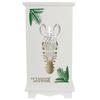 [Q7704] - Wooden Tealight Holder Led Candle 'Tropical' White Green (zebra - Wild) - 23x15x12. 5cm