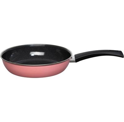 Эмалированная сковорода 24 см, розовая (0042-114)
