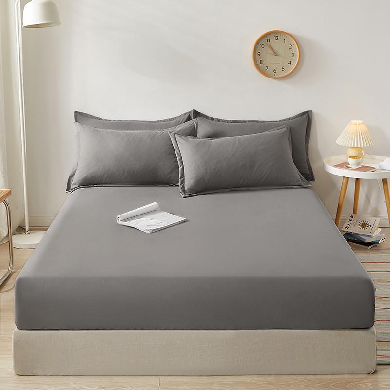 Fitted Bed Sheet With Elastic Band Solid Color Mattress Covers Protector For Single Double King Bed Cotton 150/160/180x200