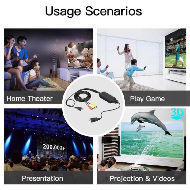 Advanced Hdmis to Avs Converter Cable 1080P Resolution USB Power Supply For Video Players Audios Video Synchronization