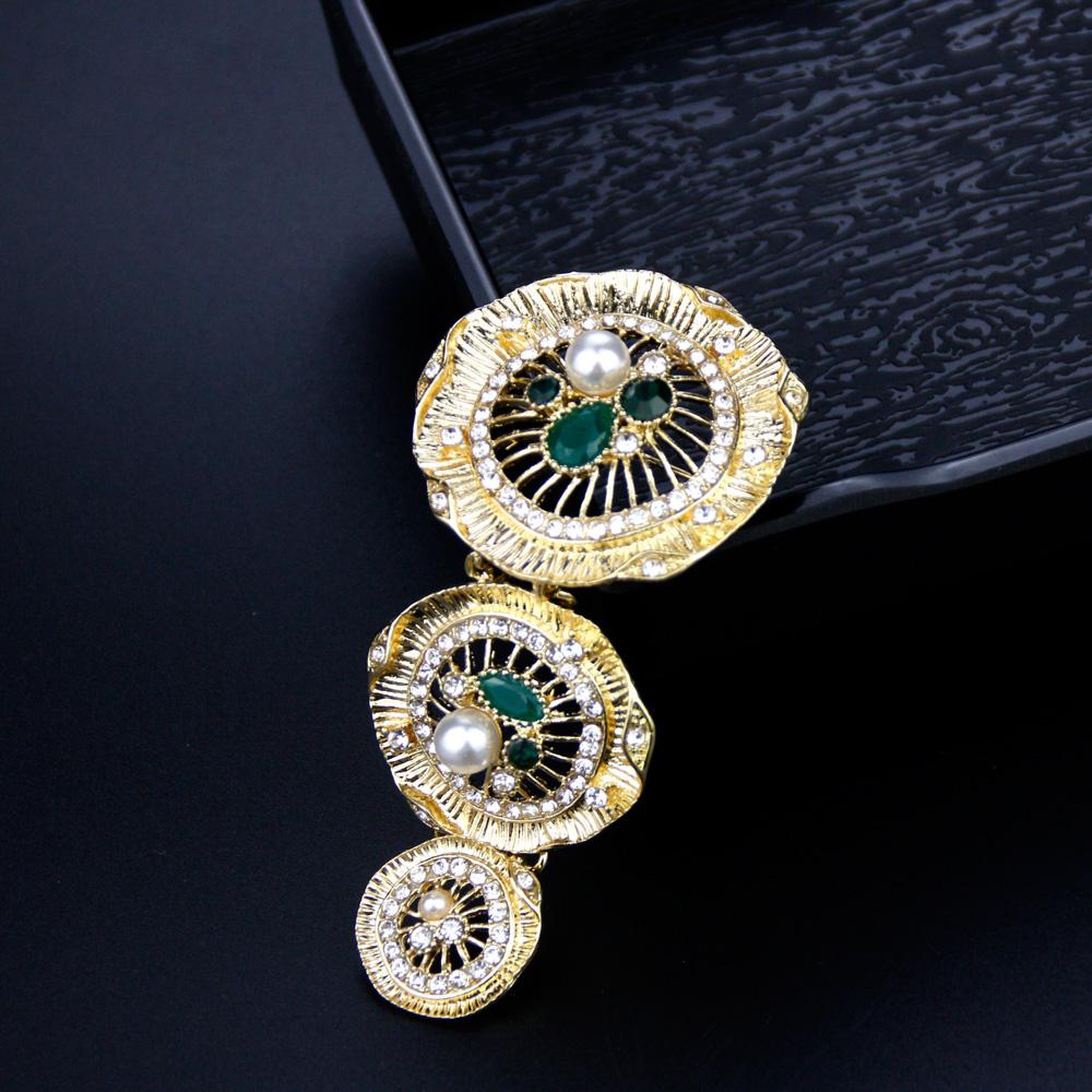 Gold Color Pearl Brooch Ladies Brooch Hijab Brooch Long Flower Wedding Jewelry Gift