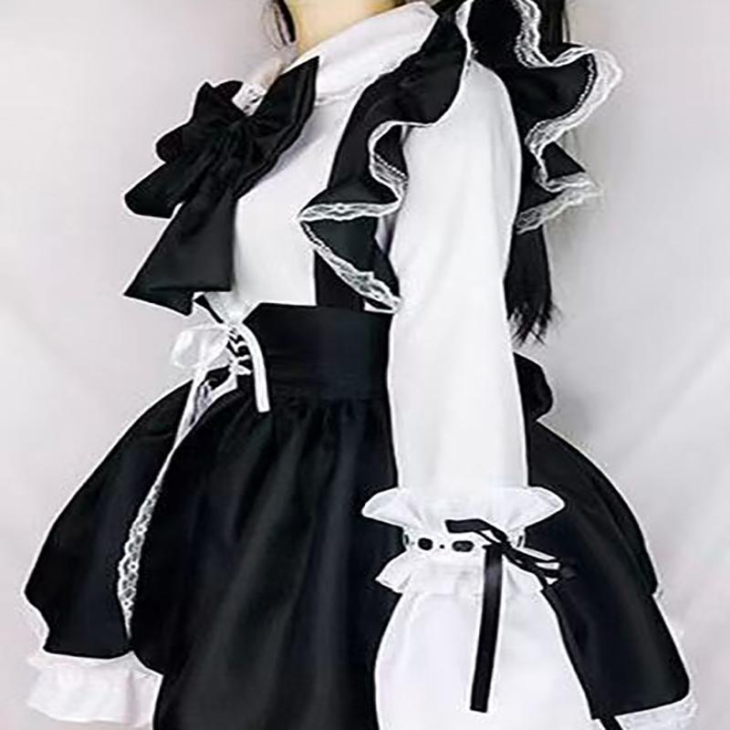Lolita Skirt Servant Costume Lovely Lolita Black and White Japanese Long Sleeved Lolita Skirt Lolita Blouse Black Lolita Dress Maid Dress