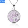 Ожерелье с подвеской из натурального камня, круглое ожерелье с деревом жизни, аметист