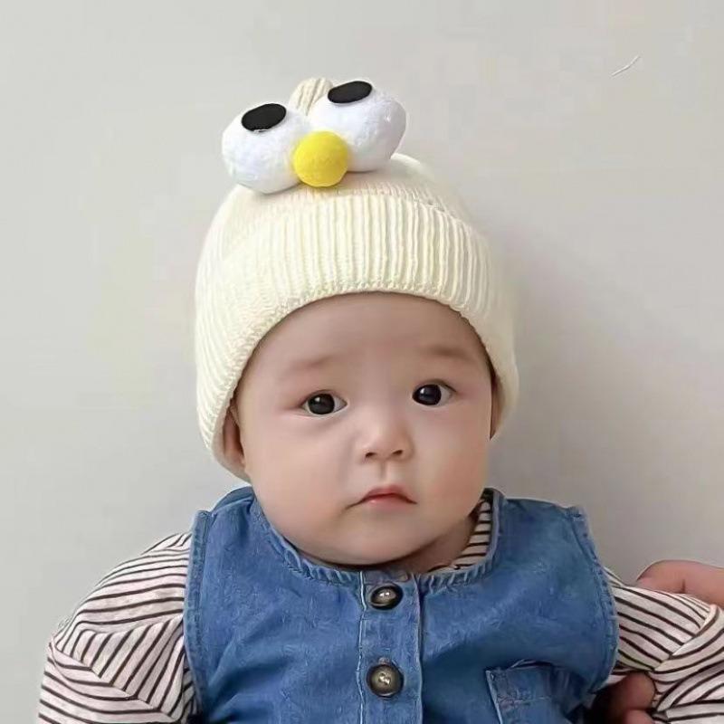 Autumn and Winter Thick Thread Knitted Hat New Cute Bear Boys and Girls Winter Plush Wool Hat Ear Protection Children's Hat