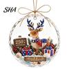 Crystal Texture Gift Tag 250 Anniversary USA Sea Glass Christmas Ornament, 1776-2026 Patriotic Faux Red Blue Festive Accents Clear Keepsake,