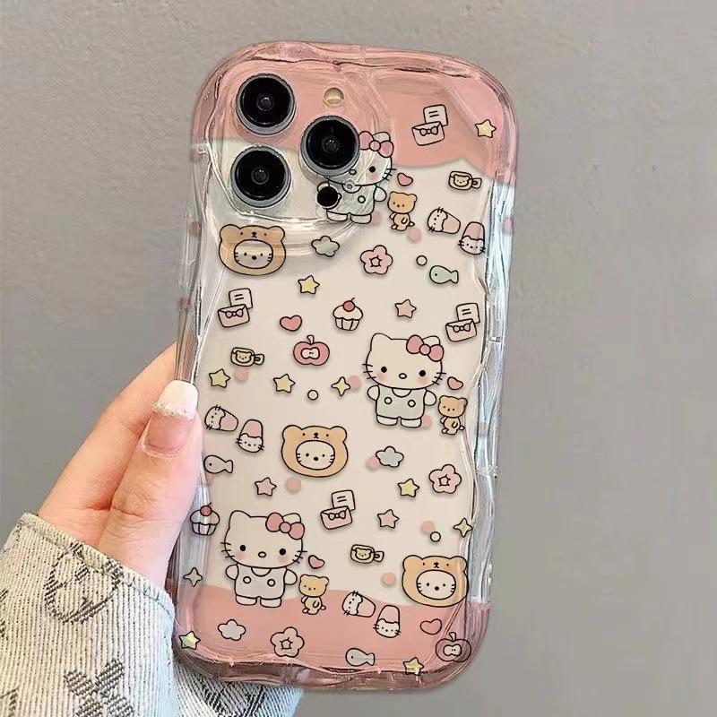Элемент Hello Kitty подходит для чехла на мобильный телефон iPhone16 Pro 15plus Apple 14promax милый 13 Pro мягкий