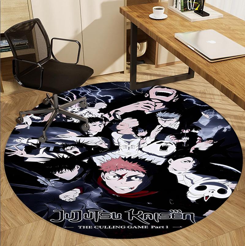 Круглый коврик с узором Jujutsu Kaisen, коврик для помещений/улицы, для пикника, игровой комнаты, спальни, офиса, гостиной, ковер для декора дома, подарок на день рождения