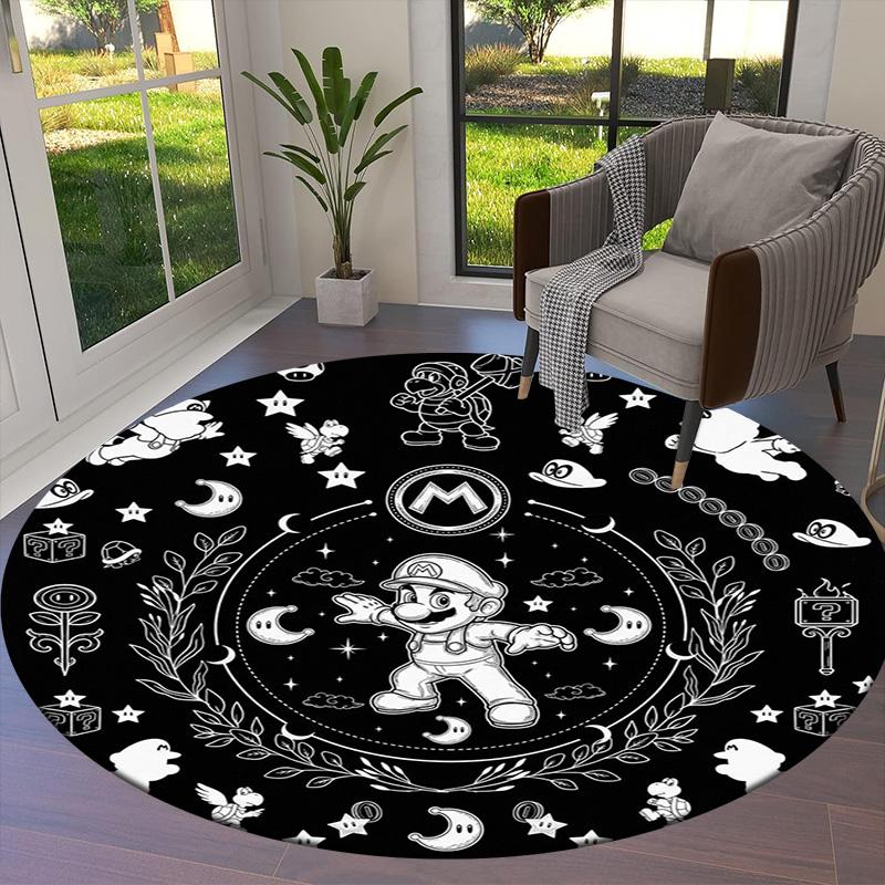Super Mario Round Area Rug Carpet Rug For Living Room Bedroom Sofa Playroom Decor Nonslip Floor Mat
