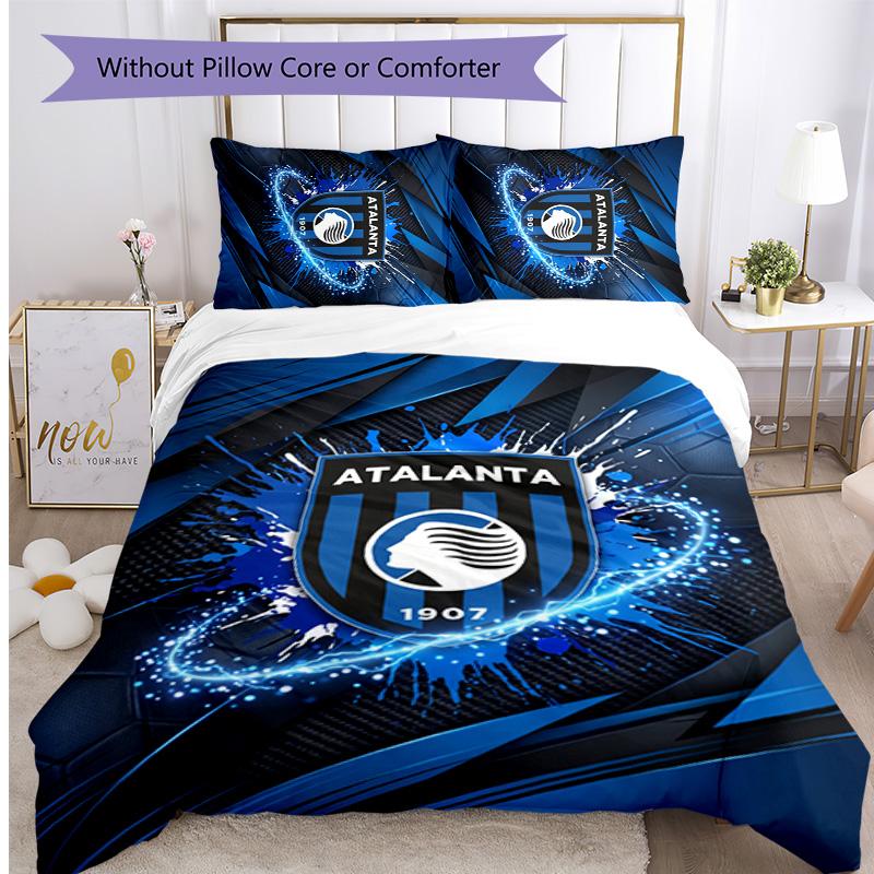 Atalanta FC Printed 3PCS Bedding Set Breathable Duvet Cover with Pillowcases Decorative Bed Linen for Bedroom Home