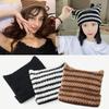 Women Millennium Knitted Cat Ear Hat Striped Beanie Kawaii Designer Gothic Winter Female Caps