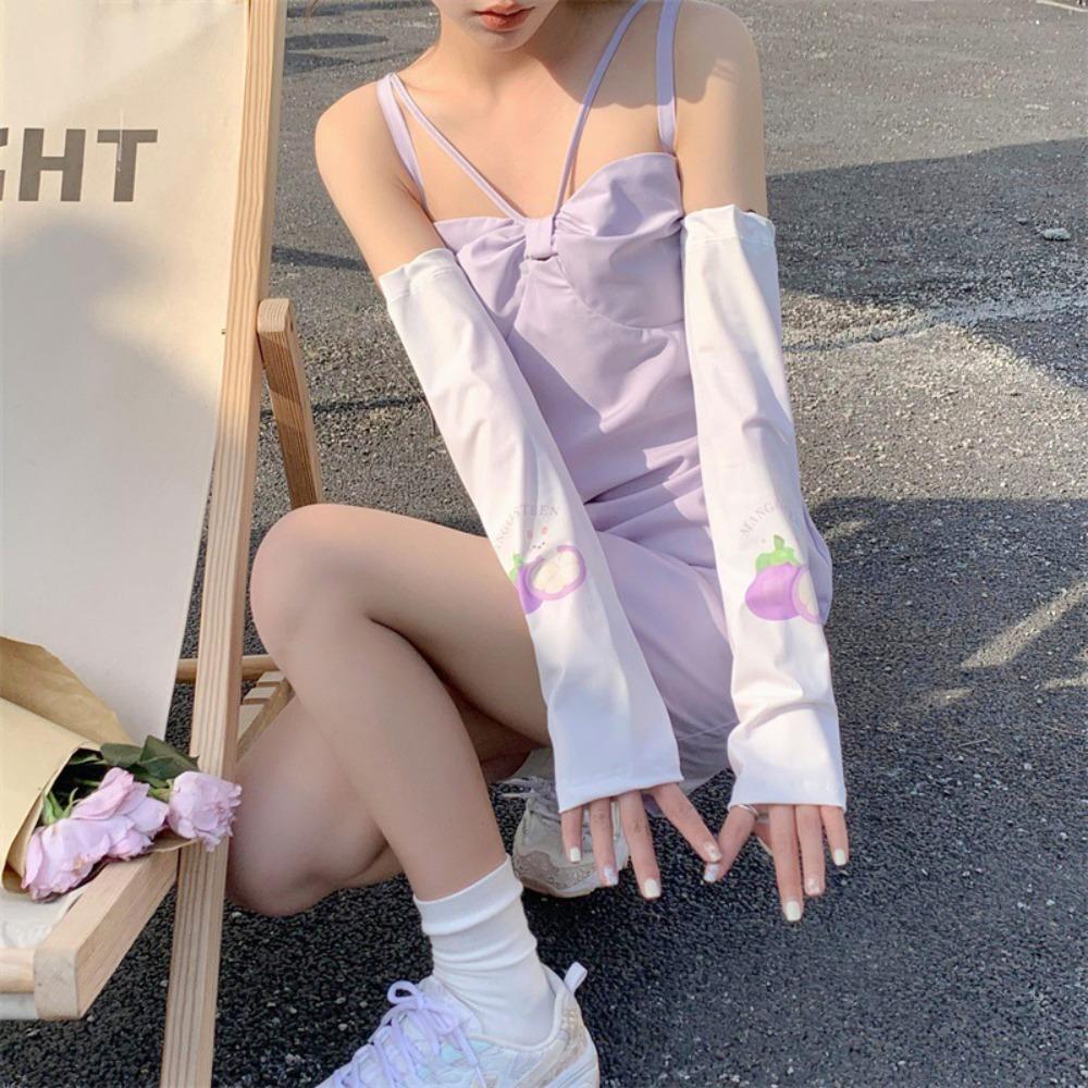 Рукава с фруктовым узором для защиты от солнца, рукава из ледяного шелка против солнечных ожогов, милые нарукавники, лето