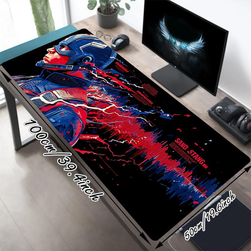 1Pc Captain America Civil War Gaming Mouse Pad Keyboard Desk Mat Non-slip Rubber Lock Edge Waterproof Computer Mousepad for Office Home Decor S1130