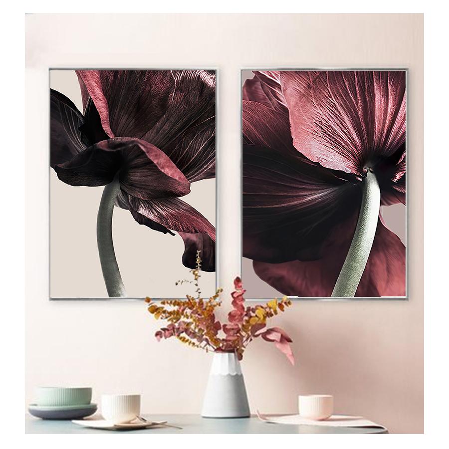 Canvas Painting Botanical Floral Nordic Poster Print Wall Art Picture Modern Living Room Decor Scandinavian Red Flower Plant