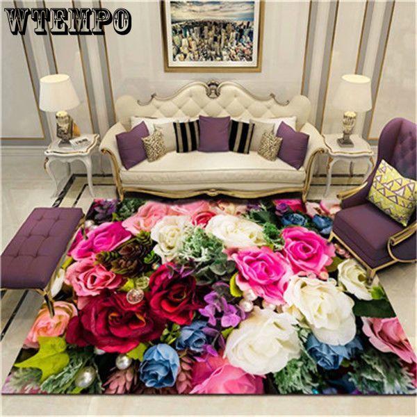 Цветочный пасторальный ковер с 3D принтом, домашний декор, коврики для входной двери, коврики для гостиной, ковры в спальне, детский ковер, коврик для ванной
