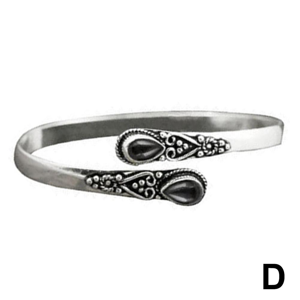 Vintage Blue Amber Stone Open Adjustable Bracelet For Men Casual Jewelry Cuff Women Bracelet Gi K4X8