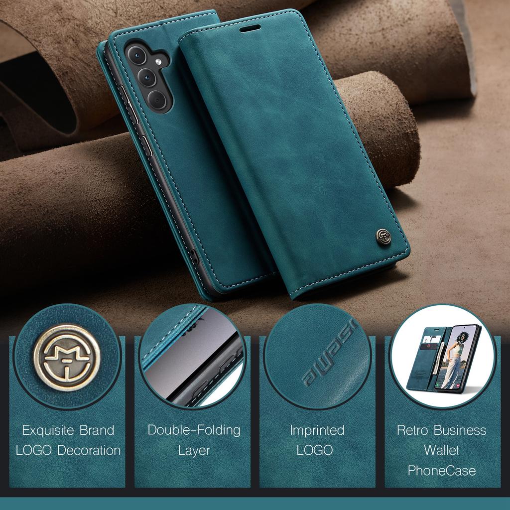 CASEME 013 Series For Samsung Galaxy A35 5G Case Stand Magnetic PU Leather Phone Cover