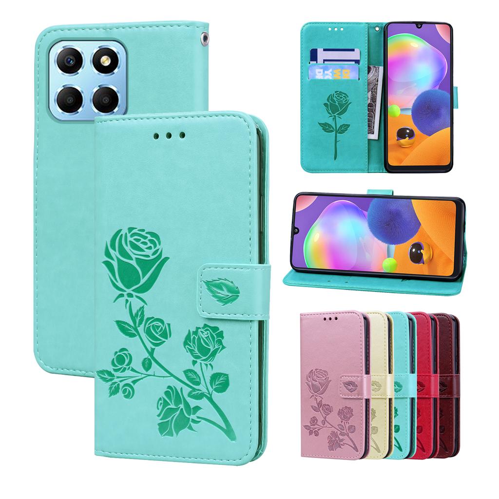 Women Wallet Flip Case Rose Flower Leather Phone Cover +Card Money Slot For HONOR X5 X6 X6A X7 X7A X8 X8A X9b X9a 5G Magic 4 5 Lite