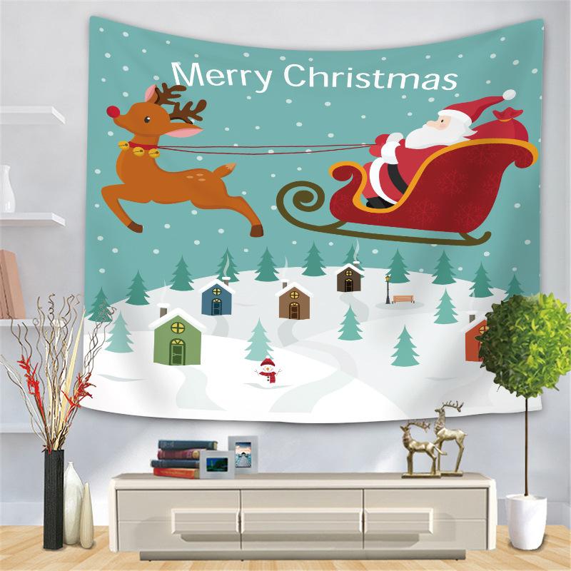 Рождественская серия Гобелен Цифровая печать Подвесная ткань Снеговик Лось Гобелен