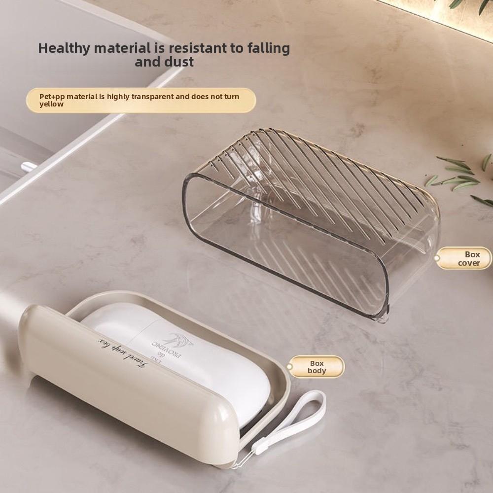 Pink Travel Soap Dish With Transparent Sealing Cover Bathroom Soap Rack Soap Box Outdoor Tourism