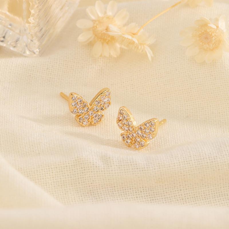 S925 Silver Butterfly Stud Earrings For Women Niche Design Elegant Light Luxury Exquisite Fashion Trendy Jewelry