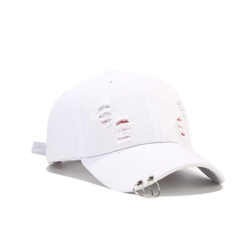 Distressed Hole Korean Cowboy Cap Unisex Tie Ring Hip Hop Street Dance Cap Retro Simple Personalized Hong Kong Sporty Denim