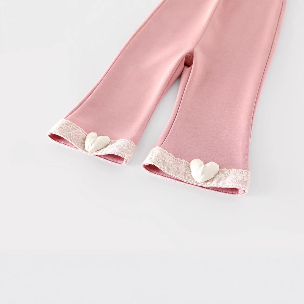 Осенние брюки-клеш для девочек в корейском стиле с дизайном в виде сердечек