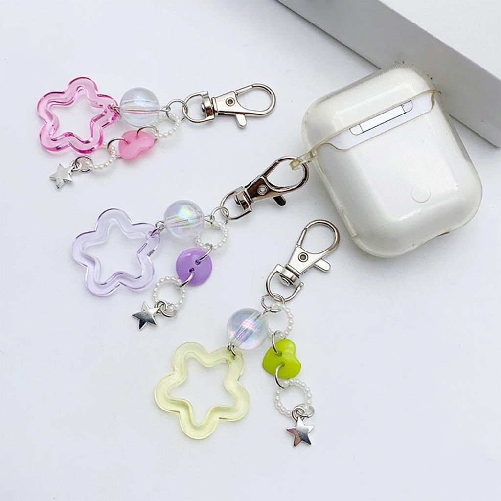 Colorful Star Shaped Keychain Five-Pointed Star Keyring Bag Charm Detachable Phone Charm Pendant for Fashion Enthusiasts