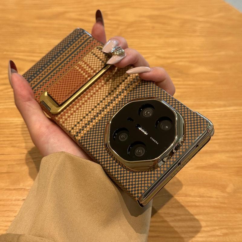 Чехол для Huawei Mate X6 и Mate X5, однотонная кожа, ремешок-рукоятка с автовозвратом, металлическая подставка, защитная крышка с двойным шарниром