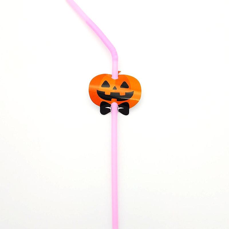 Bendable Halloween 20pcs Plastic Straws Pumpkin And Vampire Party Supplies