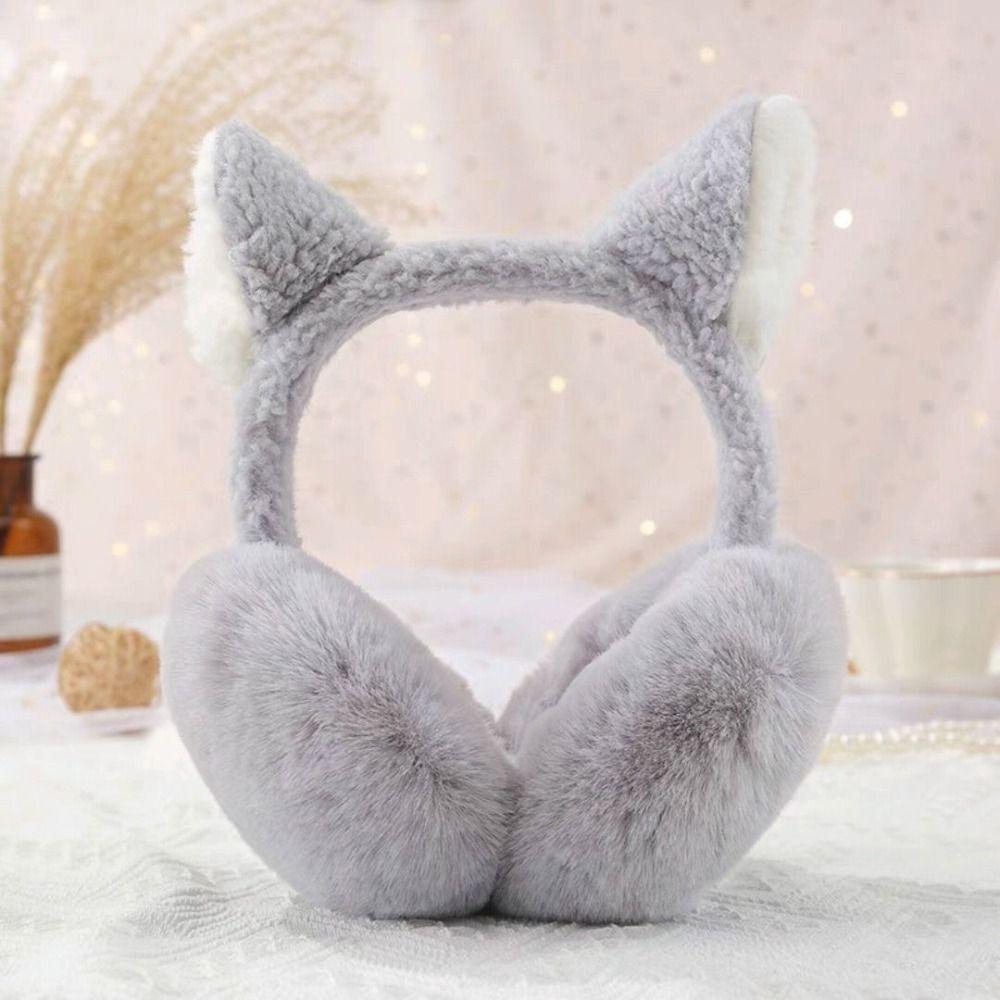 Windproof Cat Ear Earmuffs Soft Plush Winter Ear Warmers Outdoor Cycling Accessories