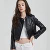 Autumn Women's Leather Coat Short Fit Standing Collar Women's Motorcycle Jacket Water Wash Small Leather Coat