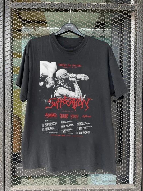 SUFFOCATION EMBRACE THE SUFFERING EU UK TOUR 2025 Футболка Полный Размер S5XLKK354 Унисекс Футболка