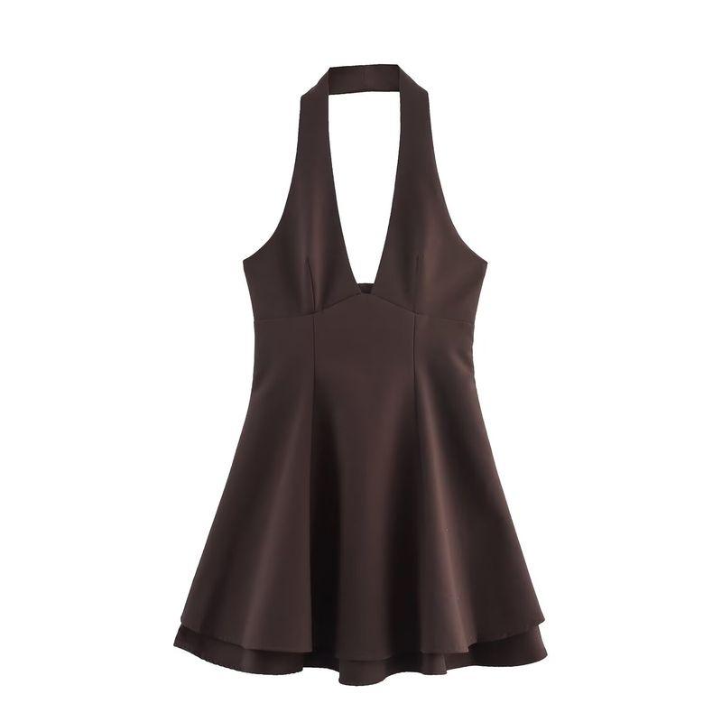 Zbzr Autumn New Women Clothes Western Style Fashion Sexy off-the-Shoulder Double-Layer Neck Collar Dress 3152249