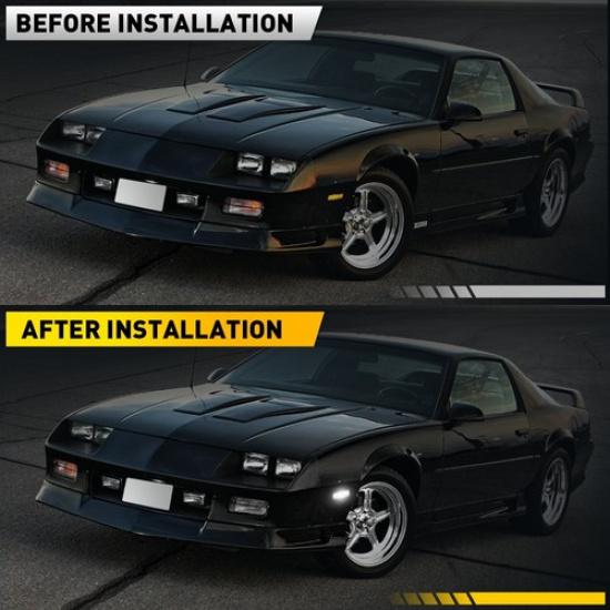 For 82-92 Camaro Chevy Pontiac Firebird LED Smoked White Front Side Marker Light