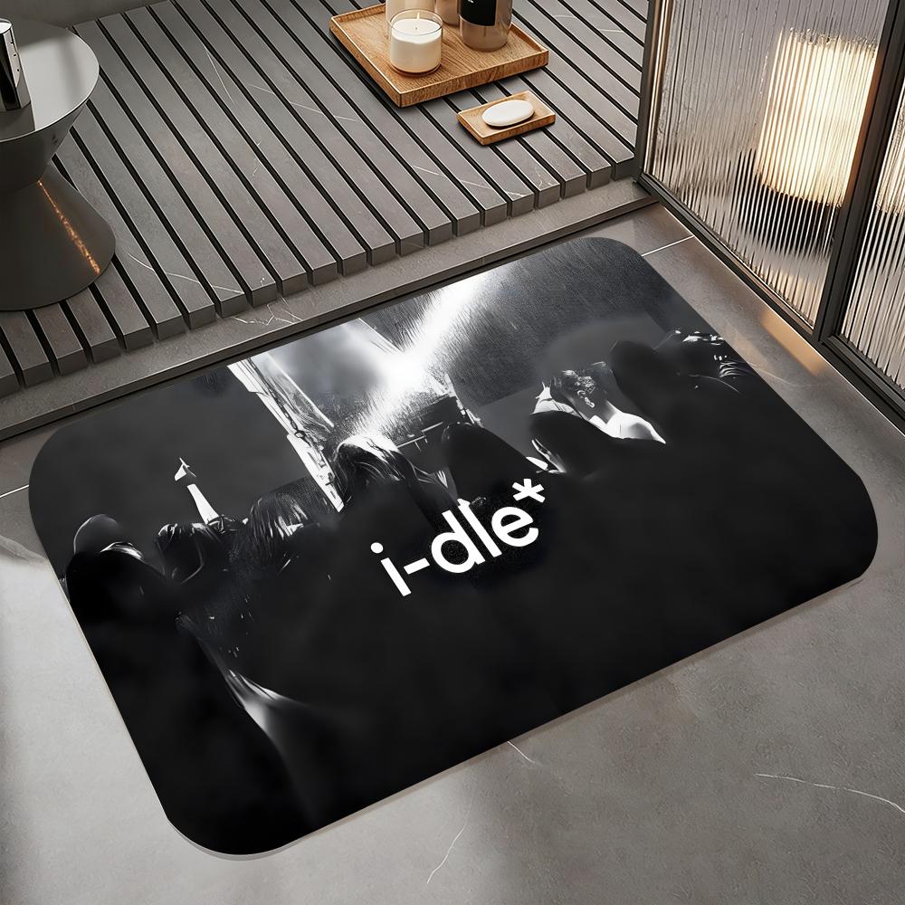 Music I-I-DLE Floor Mat Diatomite Bath Mat, Quick Dry Absorbent Non-Slip Door Mat