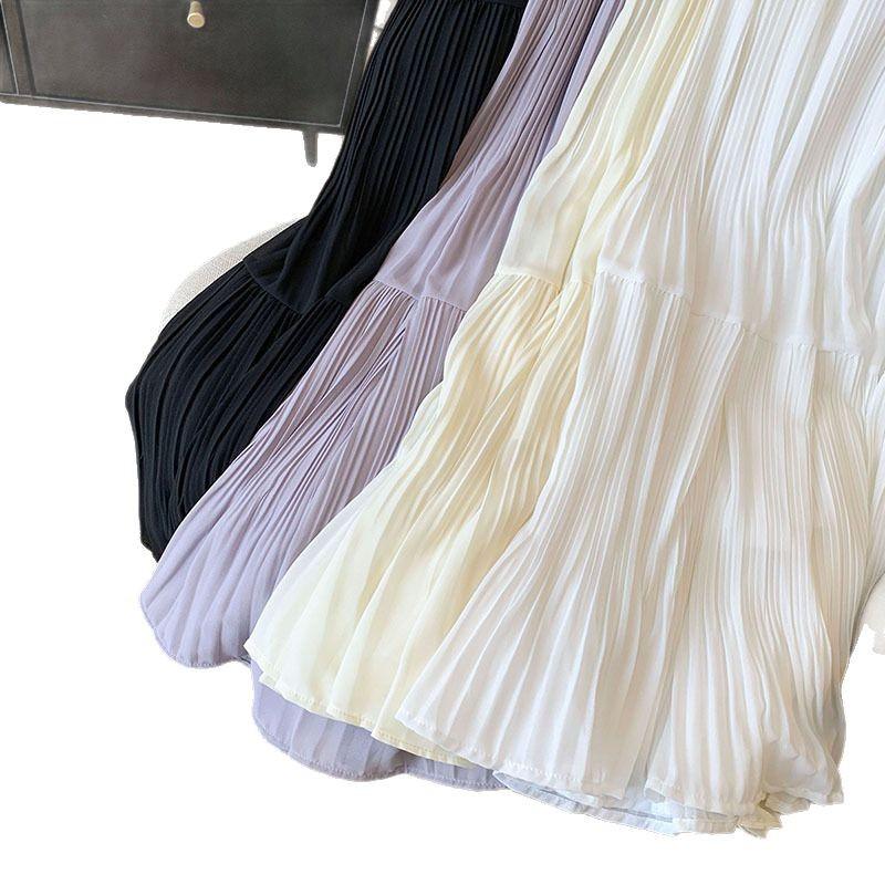 Женская юбка весна-лето 2025 Purple Fairy Gauze: Тонкий, универсальный, плиссированный дизайн
