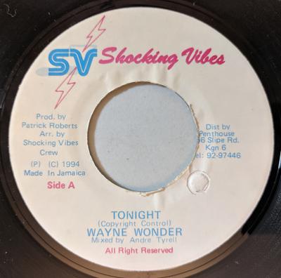 7-дюймовая пластинка WAYNE WONDER - Tonight NONE Shocking Vibes 1994 Ямайка Регги, Ска и Даб Б/У
