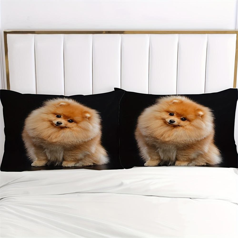 Комплект пододеяльника (1 пододеяльник+2 наволочки) Милый комплект постельного белья с принтом шпица для спальни и гостевой комнаты