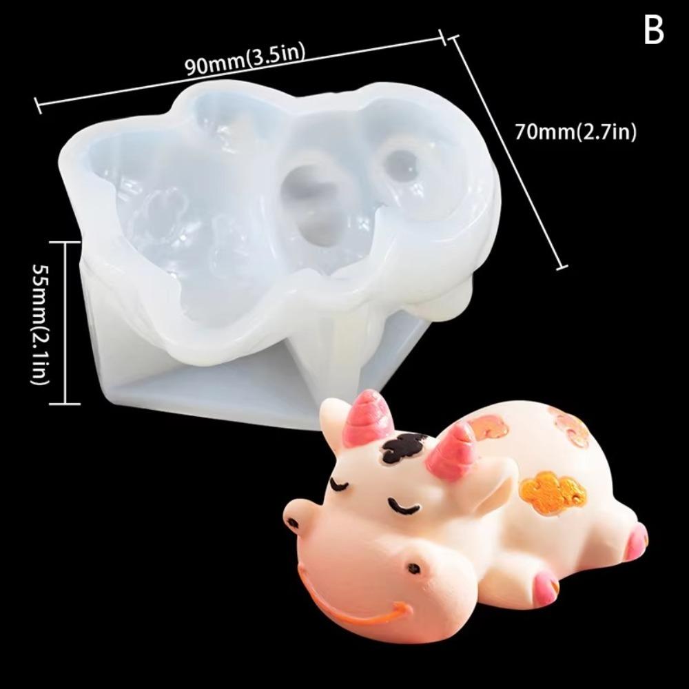 New Portable Milk Pudding Silicone Mold DIY Kitty Custard Mold Lying Dragon Cartoon Jelly Cake Molds
