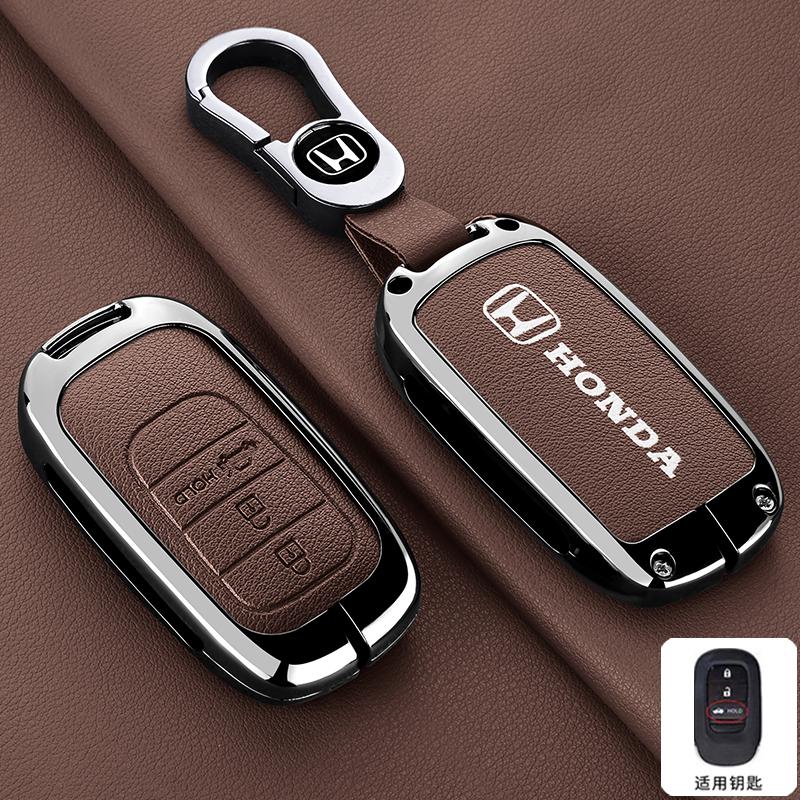 Zinc Alloy Leather Car Remote Key Case Fob Cover ring For Honda 2023 2024 2025 For Civic for Accord For CR-V For HR-V For Pilot