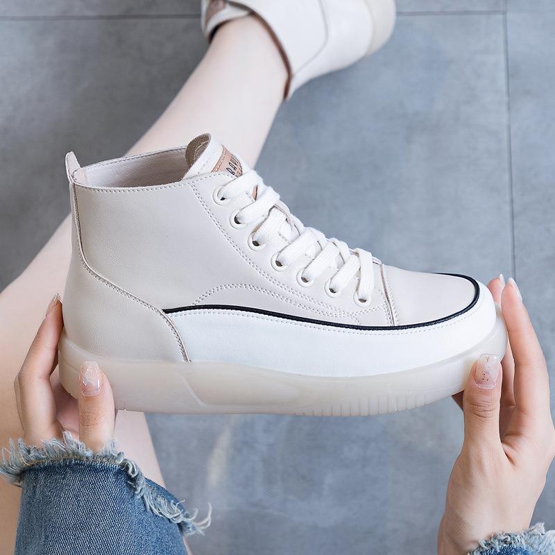 Кожаные высокие туфли белые туфли повседневная обувь короткие ботинки одинарные туфли