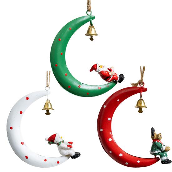 Рождественский кулон Дизайн в форме луны Рождественские элементы Снеговик Санта-Клаус Лось
