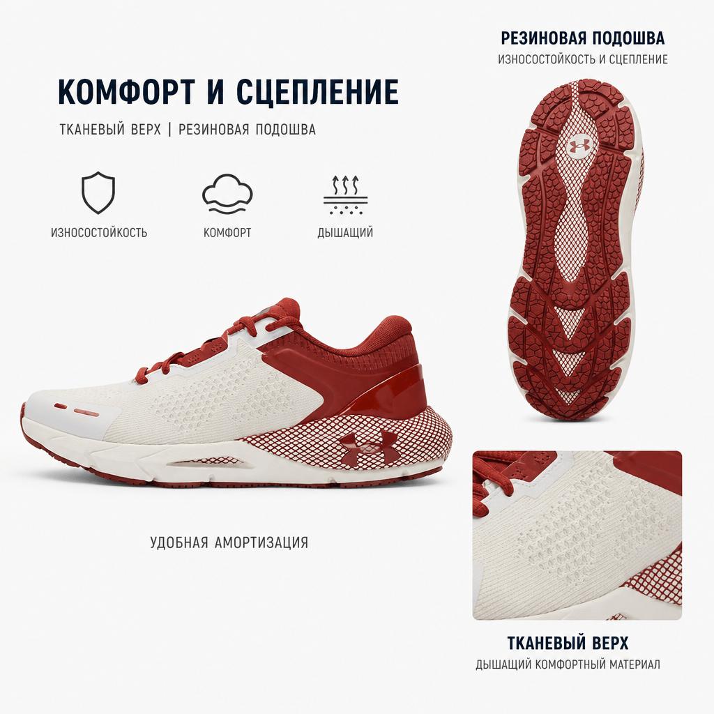 Under Armour HOVR Phantom 24/7 Удобные низкие повседневные кроссовки для бега Женские кроссовки Бело-красные 3028447-840