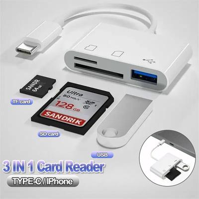 Адаптер 3 в 1 Typ-C для iPhone TF SD USB Картридер Картридер для смартфона Компьютера Автомобиля USB Type-C Адаптер